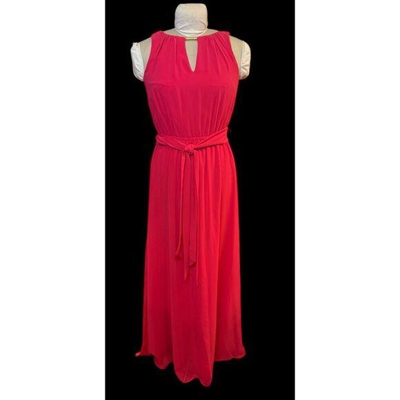 Vince Camuto Fliowy Blouson Halter Maxi Dress Sz. 6 Red - Picture 2 of 8